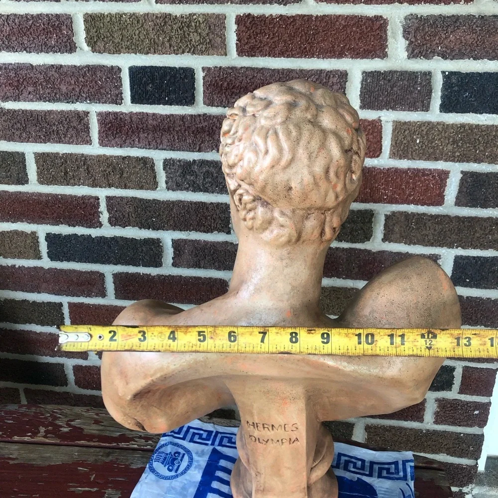 Hermes Messenger of Zeus 20” bronze colored chalkware  bust Greece imported